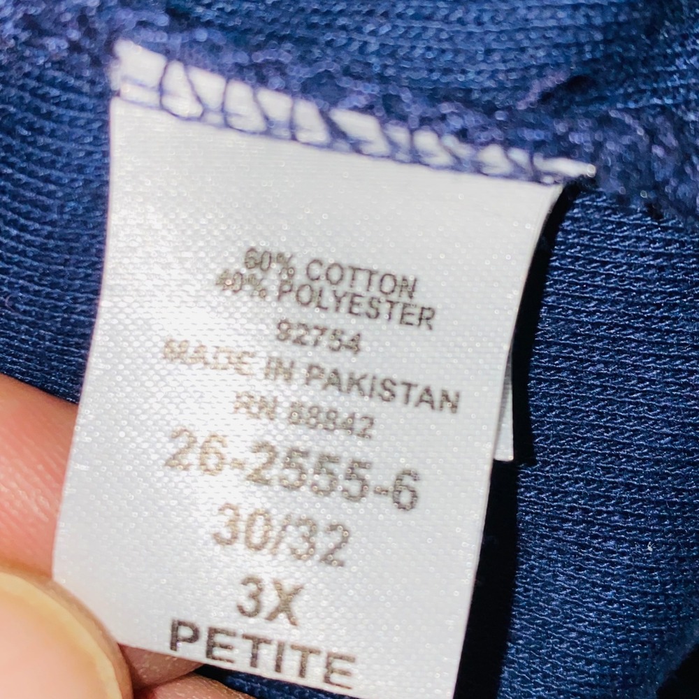 Roamans 3X Petite‎ Navy Blue Elastic Waist Pants Women's Casual Comfort 30/32 - Picture 13 of 14